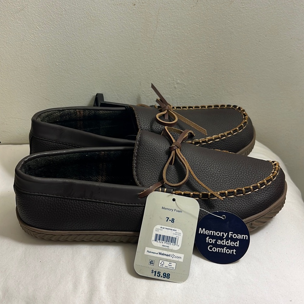 NEW WITH TAG George Men's Trapper Moccasin Slippers Size 7-8